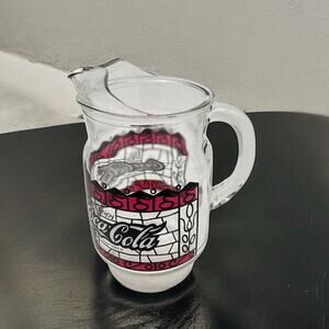 Coca-Cola Pitcher 9-Inch 72 oz Retro Stained-Glass Design Vintage Art Deco 70s